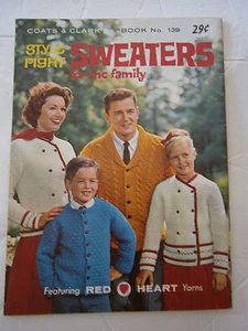 1963 Coats & Clark's Sweaters for the Family Pattern Knit Booklet #139 Cardigan - Picture 1 of 10