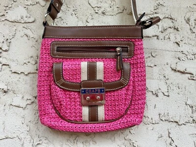 Bolso de Hombro Chaps Y2K Paja y Cuero Sintético Rosa Cartera Bolso de Mano Foto 1 de 4