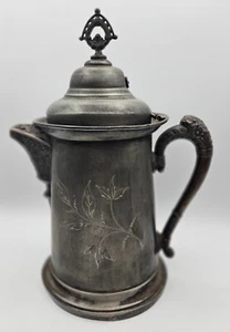 Vintage Triple Plate Silver Plate Etched Coffee Pot Water Pitcher - Picture 1 of 23