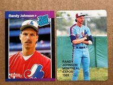 Randy Johnson 1989 Donruss Rated Rookie & Unlicensed Baseball Cards. Expos
