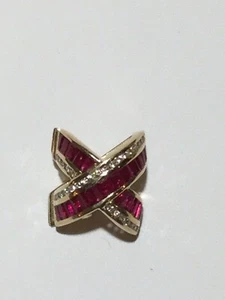 14 Kt Yellow Gold Ruby & Diamond Clip On Slider Enhancer For Omega - Picture 1 of 4