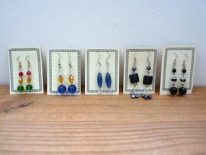 5 pairs bead dangle earring. Glass beads, keshi pearls, mixed colours. - Picture 1 of 7