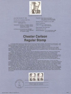 #8851 21c Chester Carlson #2180 página de recuerdos de USPS - Imagen 1 de 1