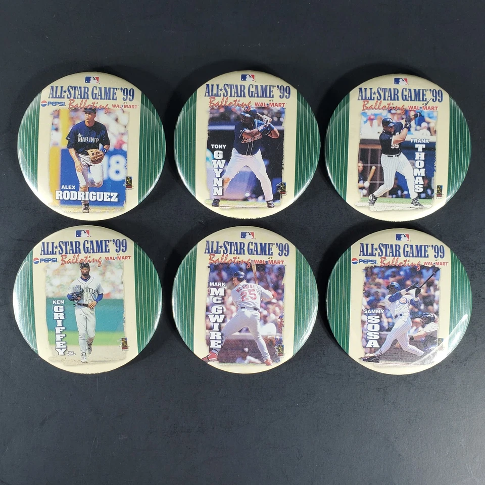 6 All Star Game 1999 Walmart Wincraft McGwire Griffey Sosa Pin Back Button MLB - Image 1 of 4
