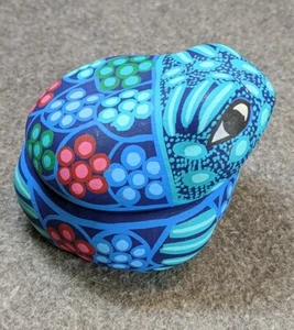 Vintage Mexican Folk Art Pottery FROG Hand Painted Trinket Box - Picture 1 of 7