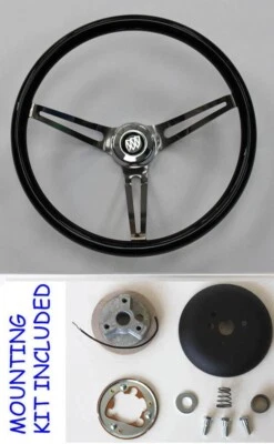 Volante Buick Skylark GS 1969-1993 negro madera cromo 15" alto brillo Foto 1 de 4