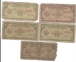 Phillippines - one 10 centavos and four 20 centavos notes issued by Central Bank - Picture 1 of 2