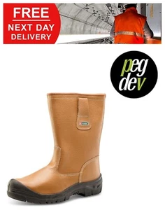 CALZADO DE SEGURIDAD CUERO BOTAS APAREJADO GORRA GORRA BRONCEADA TALLAS 6-12 HGRBLSSCBS - Imagen 1 de 3