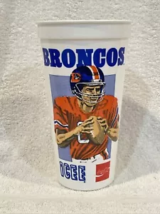 VINTAGE 1980's Denver Broncos 6 Inch Plastic ICEE Cup, John Elway, VERY NICE! - Picture 1 of 3