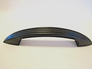 Vintage Black Bakelite Ribbed Stove Drawer Pull Range Door Handle - Picture 1 of 11