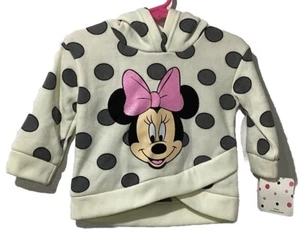 NEW Minnie Mouse Hoodie 12 Month NWT Gray/Glitter Pink Bow/White - Picture 1 of 4