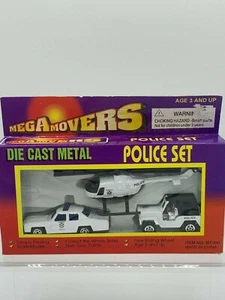 Police Die Cast NOC/NIB Mega Movers- Police Set Sheriff-Helicopter, Jeep, Car - Picture 1 of 1