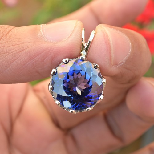 VETEMENTS Ciondolo pietra preziosa sfusa zaffiro blu naturale 23 ct argento massiccio 925 certificato