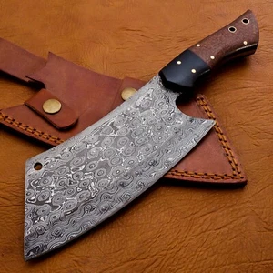 Lot of 5  Handmade Damascus chopper micarta handle with leather cover  - Picture 1 of 7