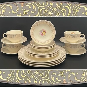 Royal China Frisco Warranted 22-K-Gold 20 Piece Set for 4 Dinnerware c1950s USA - Picture 1 of 24