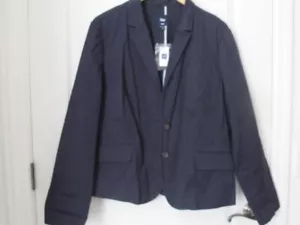Neu mit Etikett Gap Womans DUNKELBLAU recycelter Baumwollblazer 3 Taschen 2 Knöpfe Gr. 20 - Bild 1 von 18