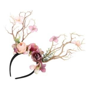 Christmas Antler Headband Funny Headdress Elk Hair Hair Accessories - Picture 1 of 12