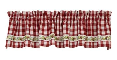 HOLLY VINE Red Check Christmas Window Valance 72" x 14", by The Country House - Image 1 of 3