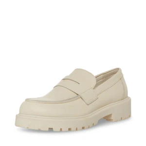 Steve Madden Lotto Bone/Bone Slip On Rounded Toe Chunky Heel Fashion Loafers - Picture 1 of 9