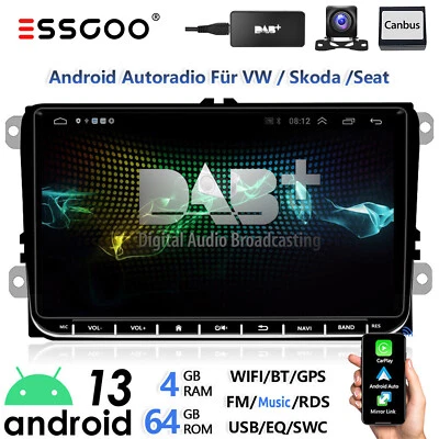 DAB+ 4+64GB Carplay Android 13 Autoradio NAVI Für VW GOLF 5 6 Polo Touran Tiguan - Bild 1 von 4