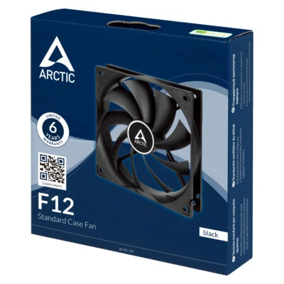 Arctic Cooling F12 120mm 12cm PC Gehäuselüfter schwarz Lüfter 1350 RPM 53CFM 3-Pin 12V - Bild 1 von 4