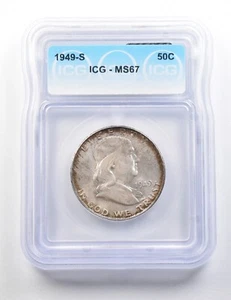 1949-S Franklin Half Dollar MS67 ICG *9532 - Picture 1 of 3