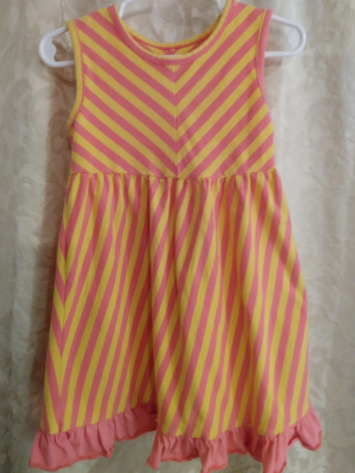Vestido Southern Tots a Rayas Rosa Volantes Niña Pequeña Talla 3T Foto 1 de 1