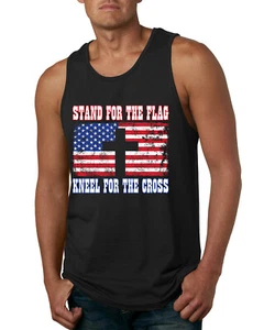American Flag Stand For The Flag Kneel For The Cross Men Tank Top - Picture 1 of 9
