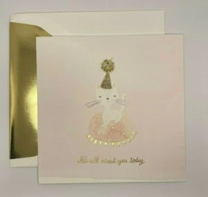Hallmark Birthday Card by Signature ~ 3D Kitten in Pom Pom Birthday Hat - Picture 1 of 3