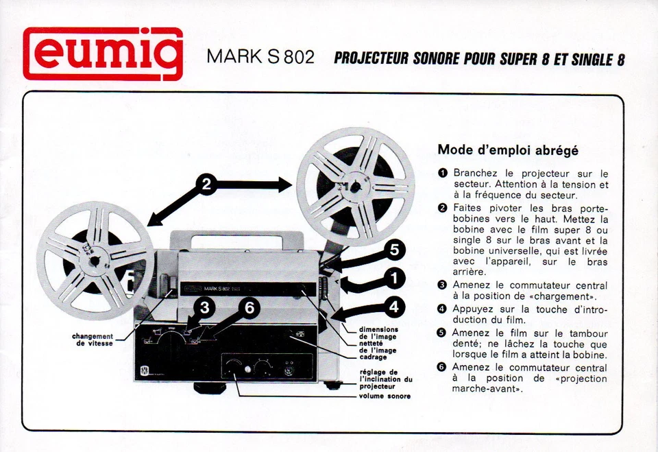 Bedienungsanleitung Manual Filmprojektor Eumig Mark S 802 - in französich - Bild 1 von 1