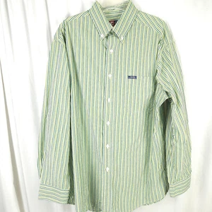 VTG Chaps Ralph Lauren Mens Large Green Striped Long Sleeve Button Up Shirt - Picture 1 of 8