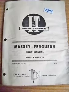 Massey Ferguson I&T Shop Service Shop manuale modello MF25 MF130 manuale n. 25 - Foto 1 di 7