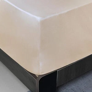 Twin XL Size Fitted Sheet Only Beige 100% Egyptian Cotton 600 Thread Count 16... - Picture 1 of 7