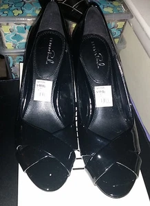 Studio Paolo Women's Black Patent Open-Toe Heels, Size 9M - Picture 1 of 3