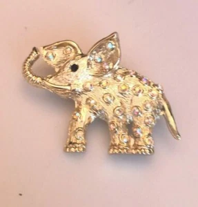 Vintage signierte 11 W30TH ST DODD's AB Kristall Strass Elefant Anstecknadel Brosche - Bild 1 von 6