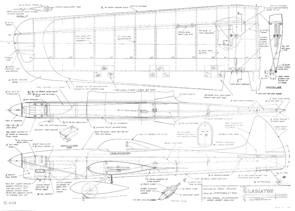 Gladiator control line stunt model plan - Image 1 of 1