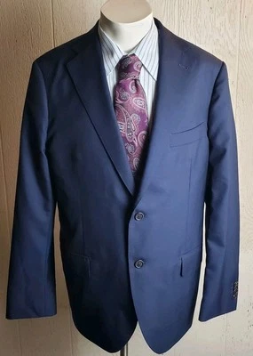 Blazer de tela adecuado para hombre 44 azul marino VBC tropical lana fresca cirujano puño chaqueta  Foto 1 de 4