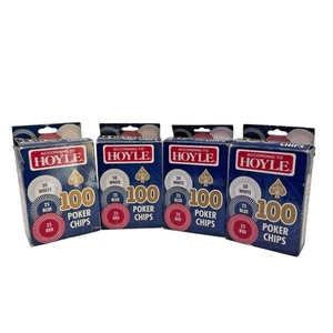 4 Boxes of Vintage 2003 Hoyle Plastic Red White Blue Poker Chips 100 Chips EUC - Picture 1 of 6