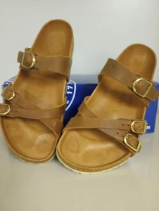 Birkenstock FRANCA Cognac Brown Leather Strappy Sandals Sz 41 US 10 L 8 M Reg W - Picture 1 of 22