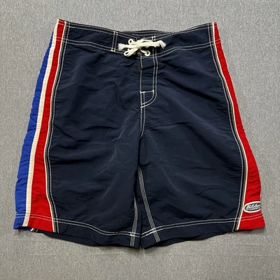Boardshorts Billabong Azul Rojo Blanco Borde Poliéster Corbata Bolsillo Delantero Trasero Foto 1 de 4