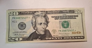 2017A $20 Twenty Dollar Bill * Star Note PK 08872437*. Circulated - Picture 1 of 2