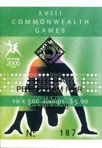 2006 XVIII Commonwealth Games - Stamp booklet Barcode 208141 SCDAA Overprint - Picture 1 of 3