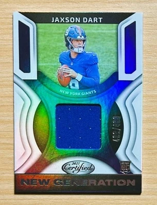 2025 Certified Jaxson Dart New Generation Patch RC /499, Giants Rookie - Image 1 of 2