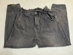 Zara womens Jeans Elastic Waistband Sz 6 Denim Black Balloons Leg - Picture 1 of 11