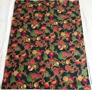 Vtg Concord Fabrics Sharon Kessler Christmas Ornaments Ribbons Green Gold 1.5yd - Picture 1 of 4