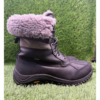 Botas de nieve UGG Adirondack II de cuero impermeables negras para mujer 1906 - talla 8,5 Foto 1 de 4