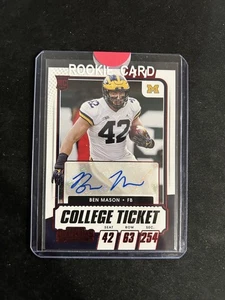 2021 Panini Contenders Ben Mason #193 Biglietto College Auto Michigan Wolverines - Foto 1 di 2