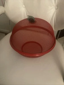Decorative Apple Shaped Mesh Basket to Store Fresh Fruit Red Green 9 1/2" Tall - Picture 1 of 1