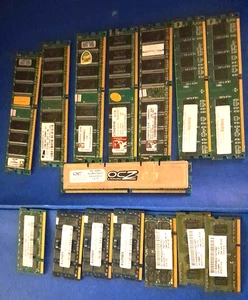 15 PIECES DE MÉMOIRE RAM ORDINATEUR POUR FERRAILLE OR MÉTAL PRÉCIEUX RÉCUPÉRATION - Photo 1/2