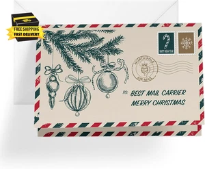 Weihnachtskarte für Postbote | Vintage Postkarte | Ihr Kauf hilft Tieren - Bild 1 von 8